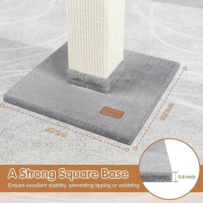 Cat Scratching Post 33 inch for Indoor Cats, High Cat Scratch Post Grey - Image 5