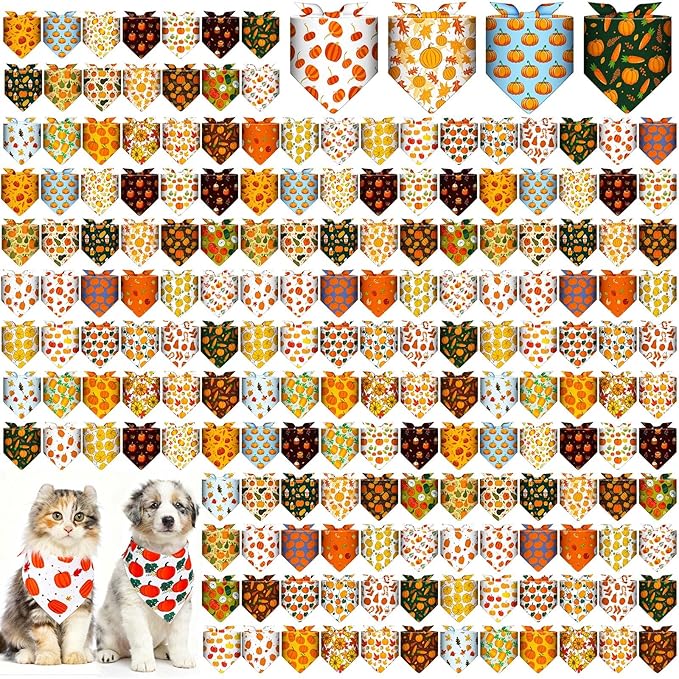 Aliceset 180 Pcs Fall Dog Bandanas Bulk Thanksgiving Bandana by Aliceset