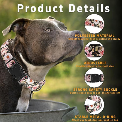 Dog Collar for Boys Girls, Floral Puppy Collar for Small Medium Large Dogs - Image 2