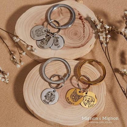 MignonandMignon Custom Pet Portrait Keychain Personalized Multiple Dog Cat - Image 7
