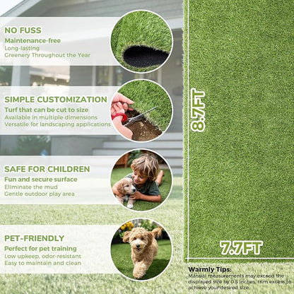 Artificial Grass Rug Indoor Outdoor, 7.7 x 8.7FT Faux Grass Turf - Image 4