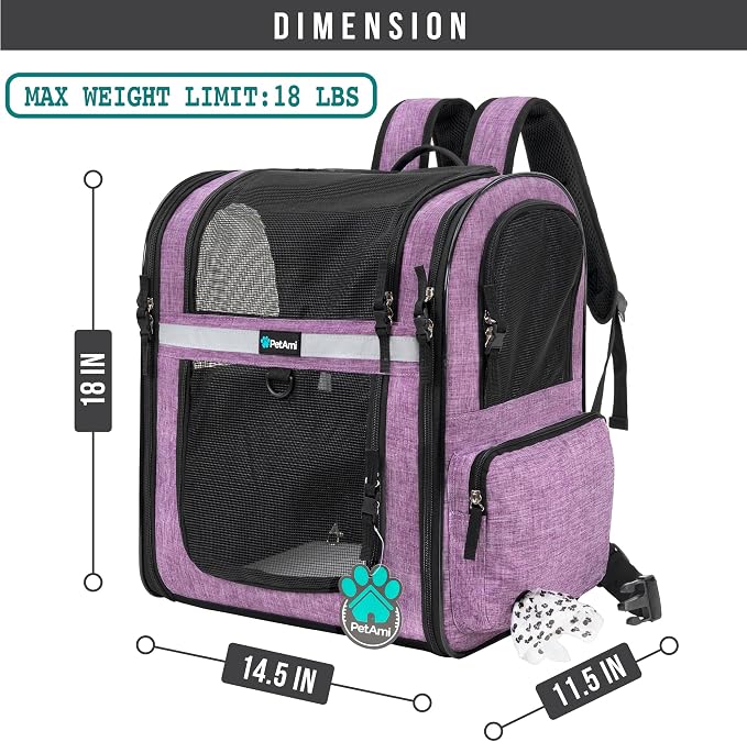 PetAmi Dog Backpack Carrier For Small Large Cat, Ventilated Pet Hiking Backpack - Image 2