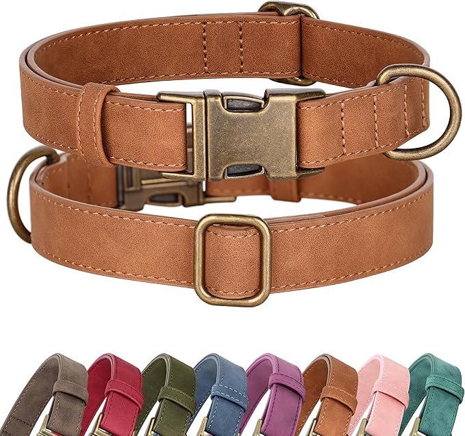 Didog Soft PU Leather Dog Collar, Stylish Quick Released Dog Collars by Didog