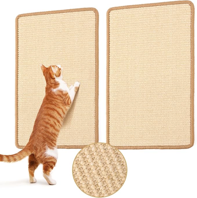 FUKUMARU 2 Packs Cat Scratching Mat, 19.6 x 11.8 Inch Natural Sisal Cat Scratch by FUKUMARU