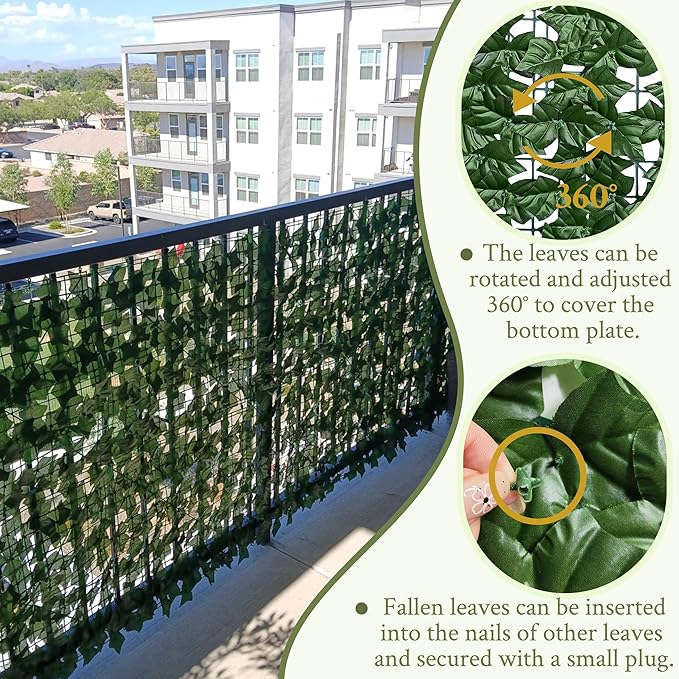Artificial Ivy Privacy Fence Wall Screen, 40X120 in UV-Anti Faux Greenery - Image 4