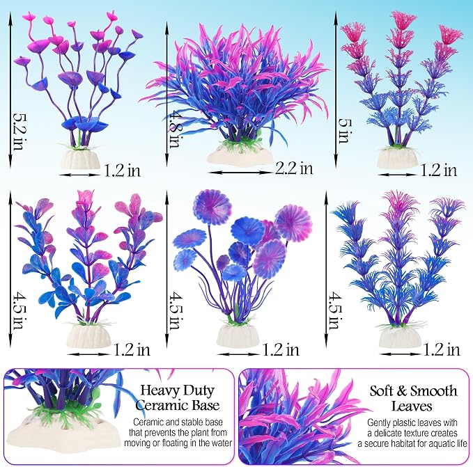 MyLifeUNIT Fish Tank Decorations, 7 Pieces Aquarium Plants Set - Image 6