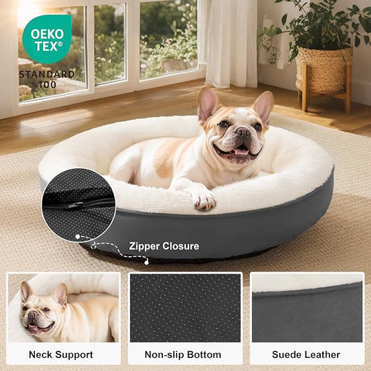 Love's cabin Round Donut Cat and Dog Cushion Bed, 30in Pet Bed - Image 2