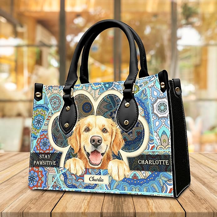 Personalized Pet Mom Leather Handbag – Custom Name Dog Cat Photo Purse - Image 7