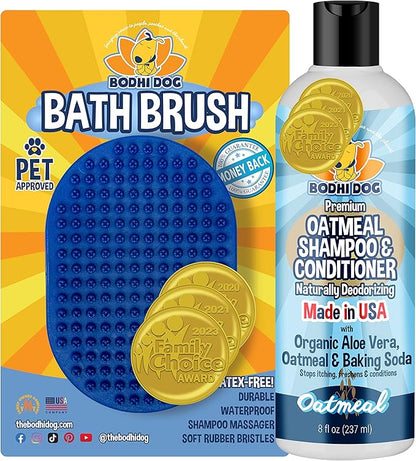 Bodhi Dog Shampoo Brush & Oatmeal Shampoo and Conditioner Bundle by BodhiDog