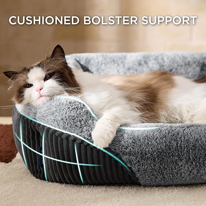 Bedsure Washable Dog Bed Small Dog＆Cat- Rectangle Fluffy Plush Kitten Puppy Bed - Image 3