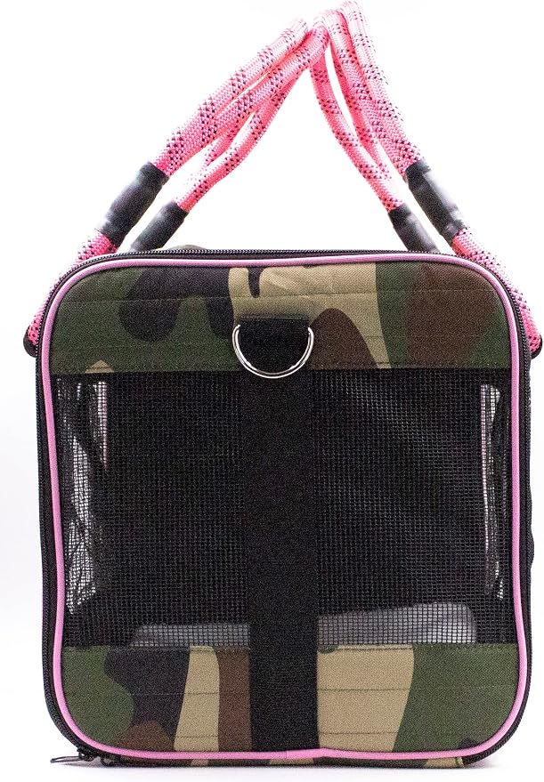 Buddy's Best Airline Approved Pet Carrier – Army Camo & Pink Heavy Duty - Image 3