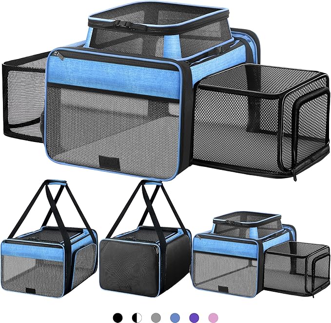 Top and 2 Sides Expandable Pet Carrier 17x11x9.5, TSA Airline Approved Small by SHARLOVY