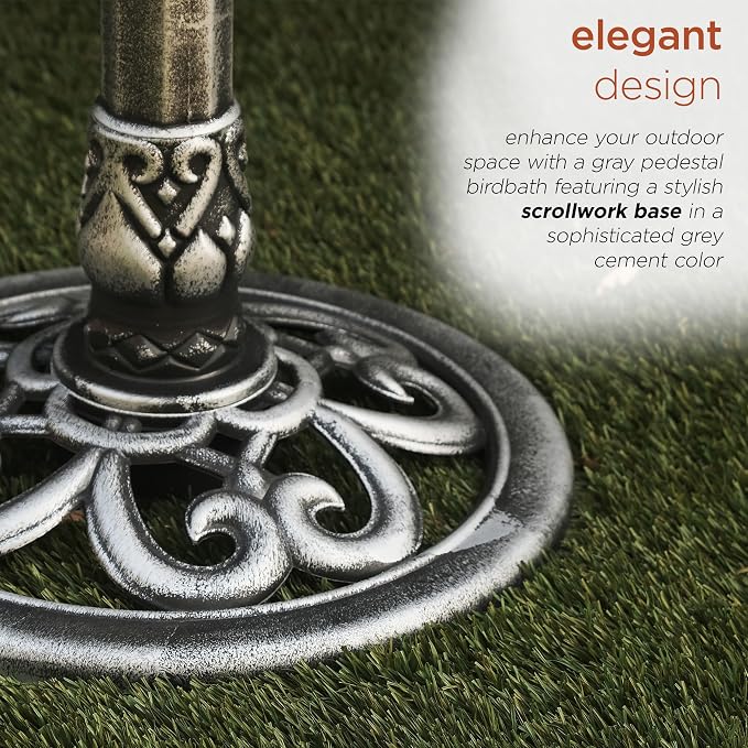 Alpine Corporation TEC116GR Outdoor Pedestal Birdbath w/Scrollwork Base and - Image 5