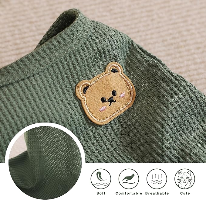 Waffle Knit Cat & Dog T Shirt for Small Dogs, Stretchable Puppy Shirt for - Image 3