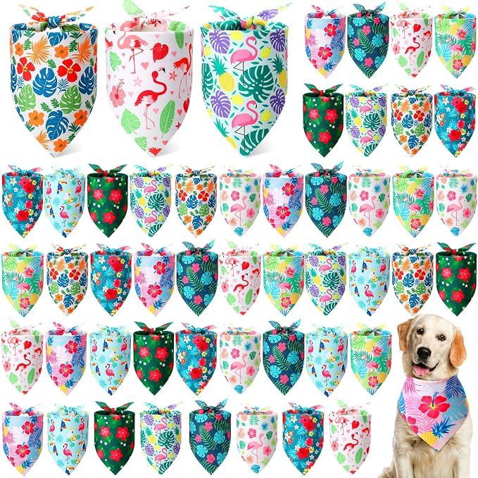 Weewooday 50 Pcs Hawaiian Dog Bandanas Bulk by Weewooday