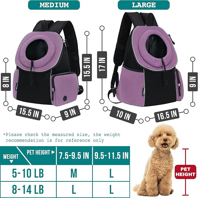PetAmi Adjustable Cat & Dog Front Chest Carrier Backpack, Ventilated - Image 3