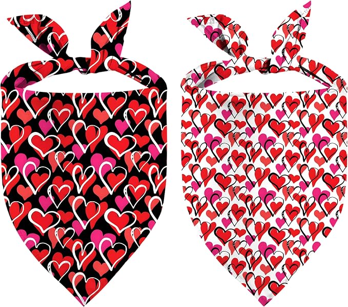 Valentines Dog Bandana Reversible Triangle Bibs Scarf Mother's Day Bandanas by Unknown