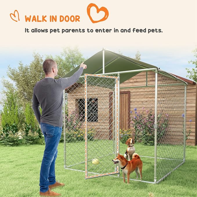 PawHut Outdoor Dog Kennel, Heavy Duty Dog Run Outdoor Fence - Image 8