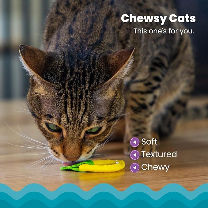 Catstages Dental Lemon Teether, Soft and Textured Cat Chew Toy, Catnip Oil - Image 3