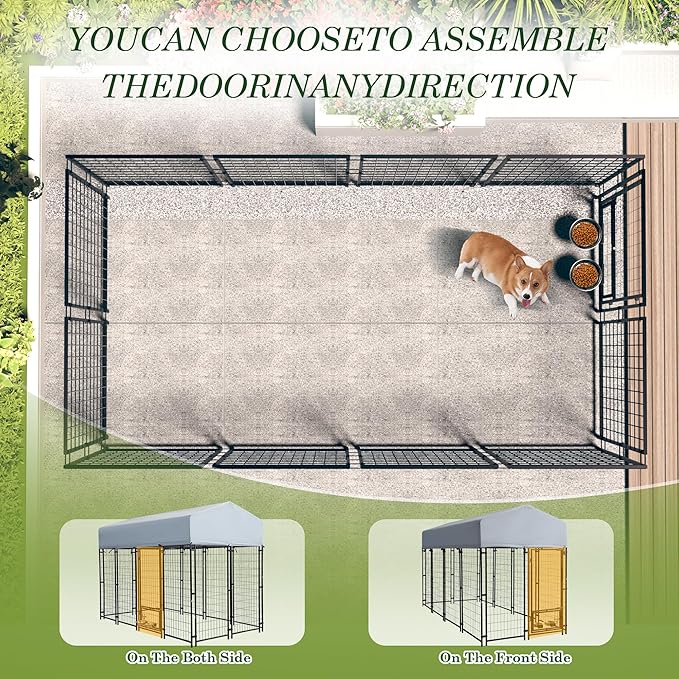 Grepatio Outdoor Dog Kennel for Large Dogs, Heavy Duty Welded Wire Steel Dog - Image 4