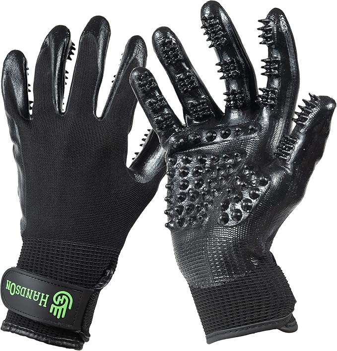H HANDSON Pet Grooming Gloves by HandsOnPatentedOriginalGroomingBathingGloves
