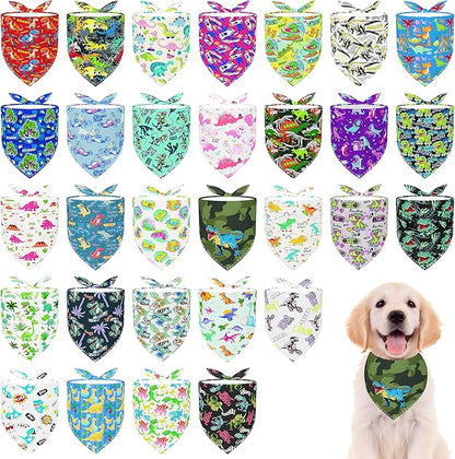 30 Pcs Dinosaurs Dog Bandanas for Small Dogs Medium Stitch Dog Bandana Bulk by Bestwishforyou