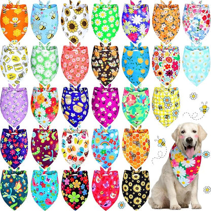 Eccliy 30 Pack Summer Flower Dog Bandanas Bulk Soft Triangle Dog Scarfs by Eccliy