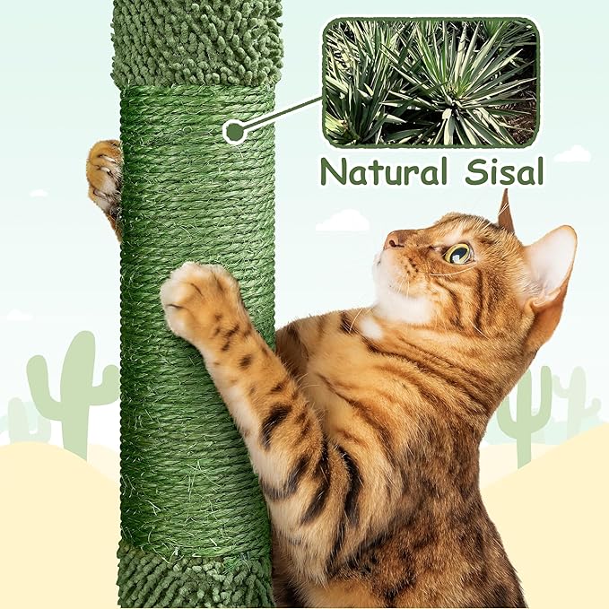Yaheetech | Cactus Cat Tree | 59.5in Cat Tower w/Cute Perch, Cozy Condo - Image 8