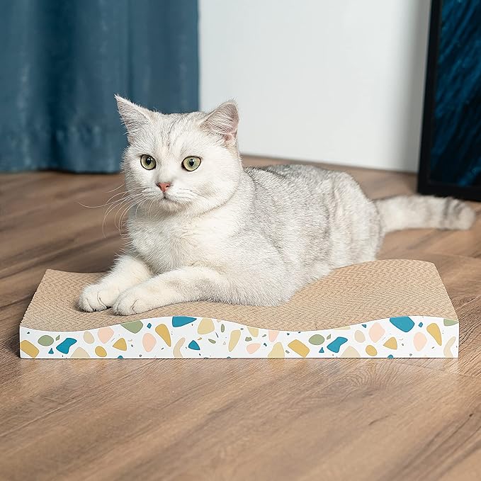 Cat Scratcher, Curved Scratch Pad, Durable Corrugated Cardboard Scratching Board by Conlun