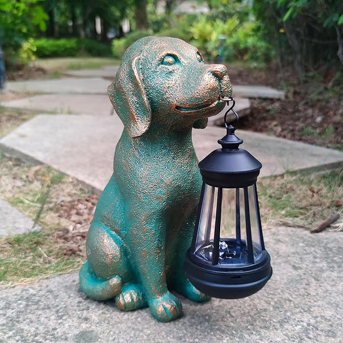 Dog Garden Statues with Solar Lantern Outdoor Decor-Dog Solar Figurines Lights - Image 3