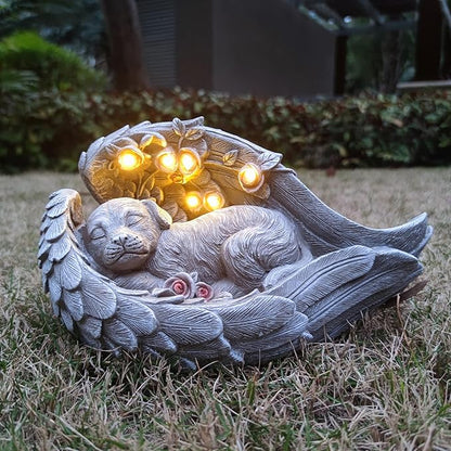 Solar Dog Garden Statues Outdoor Décor- Dog Figurines Solar LED Light Lawn by Yardancer