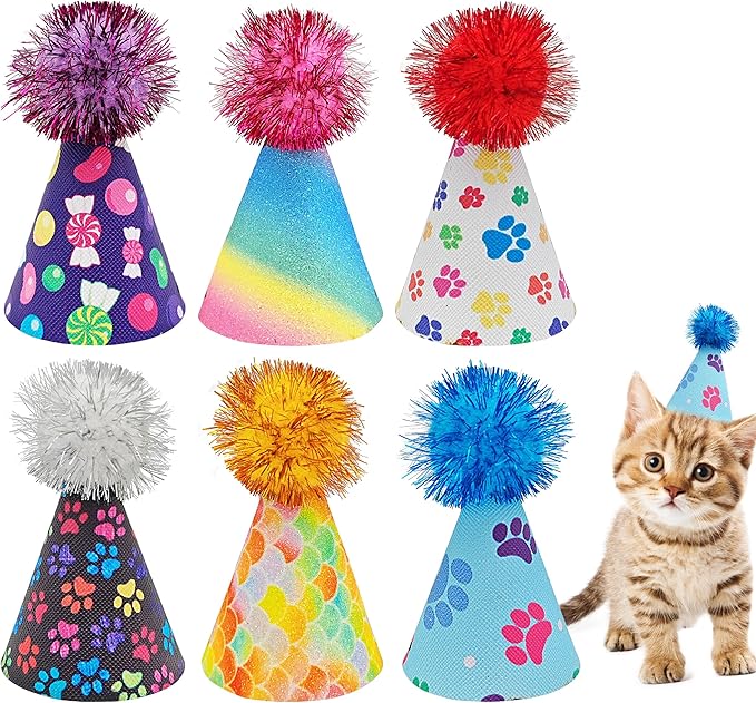6pcs/Pack Mini Dog Party Hats for Small XS Cat Puppy Doggie Kitten Rabbit by JpGdn