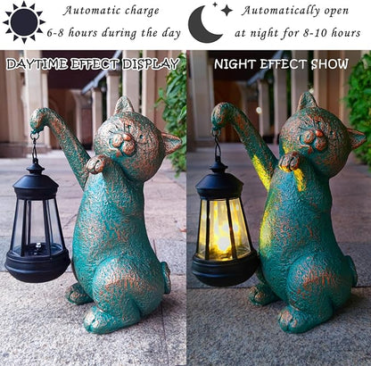 JOYBEE Garden Statues Cat with Solar Lantern Outdoor Decor-Cat Solar Figurines - Image 4