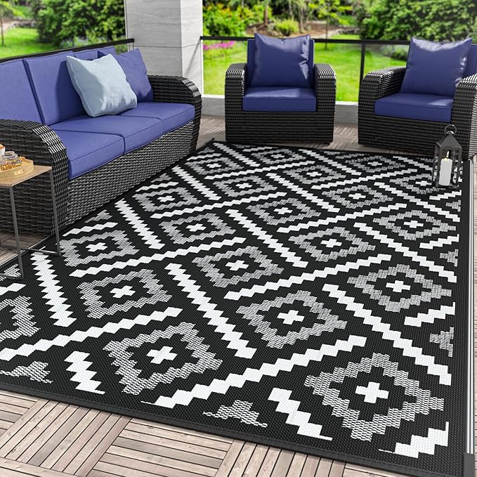 GENIMO Outdoor Rug for Patio Clearance, Reversible Plastic Straw Rugs for RV by GENIMO