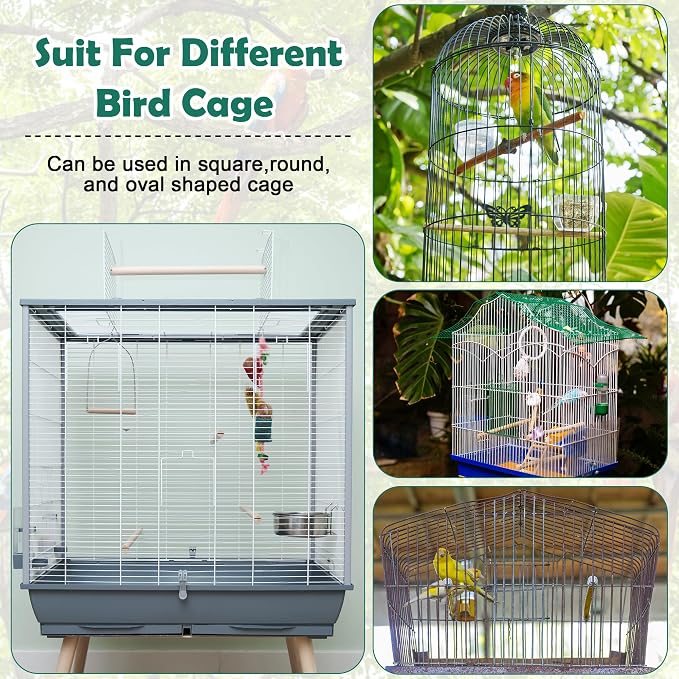 2 Pack Bird Cage Seed Catcher Guard, Bird Cage Cover, Heavy Duty Adjustable - Image 5