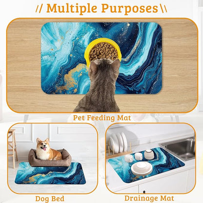 Dog Bowl Mat, Flowing Absorbent Dogs Placemat - Image 7