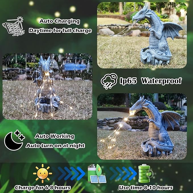 Dragon Solar Garden Statues Outdoor Decoration - Image 8