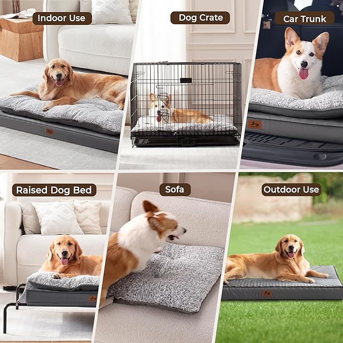 2-Pack Waterproof Dog Bed Large Size Dogs, Plush Cushion & Orthopedic Egg-Crate - Image 8