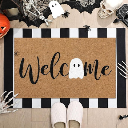Tinideya 2 Pcs Door Mat Welcome Non Slip Coir Mats Floor Layering Doormats by Tinideya