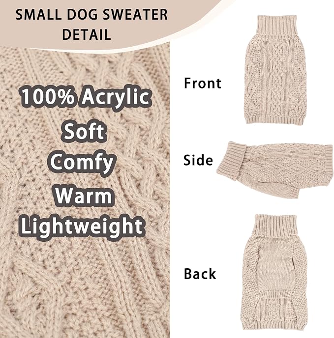 Knitted Dog Sweaters for Small Dogs Warm Small Dog Clothes Winter Sleeveless - Image 4