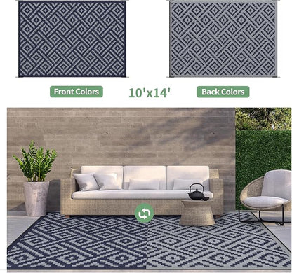 GENIMO Outdoor Rug for Patio Clearance, Reversible Plastic Straw Rugs for RV - Image 4