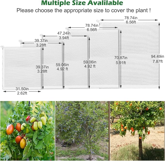 2 Pack 6 x 6.6 ft Large Fruits Tree Netting, Garden Mesh Insect Tree Cover - Image 2
