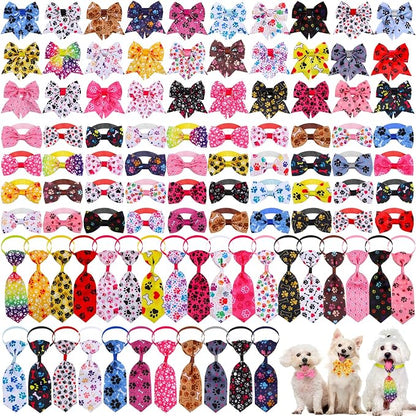 Reginary 100 Pieces Dog Bow Tie Collar Set Include 40 Dog Neckties, and 30 by Reginary