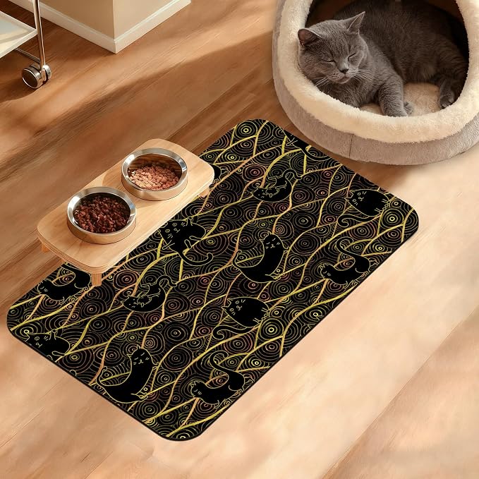 Japanese Cats Feeding Mat, Absorbent Quick-Dry Cat Dog Food and Water Bowl Mats by Unknown
