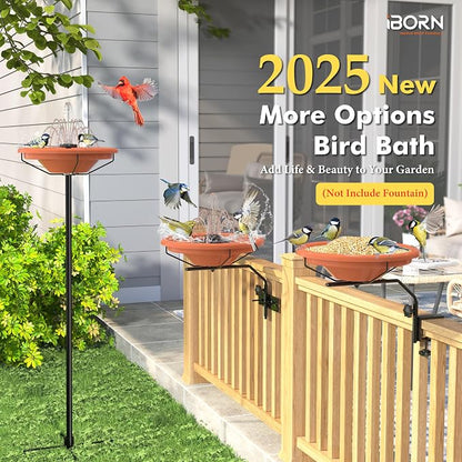 iBorn Bird Bath for Outside, Deck Mounted Bird Bath 12in，Birds Baths for - Image 3