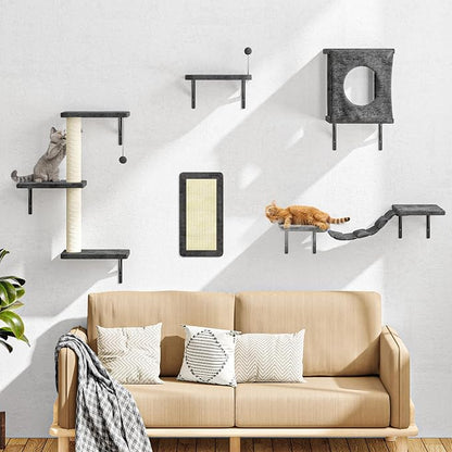 NUNU LAB Cat Wall Shelves Set, Scratching Post, Wall Shelves - Image 2