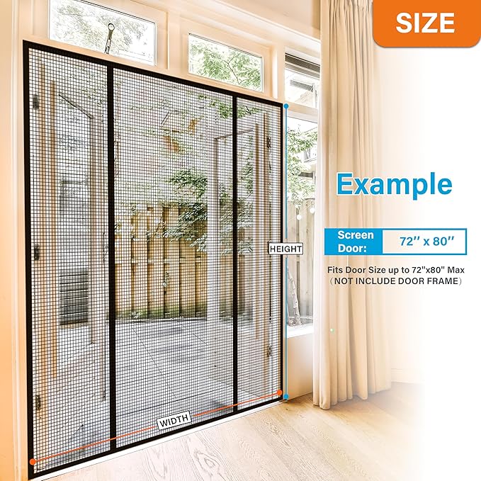 Double Door Fiberglass Magnetic Screen Door，Screen Door Mesh，Keep Bugs Out - Image 2