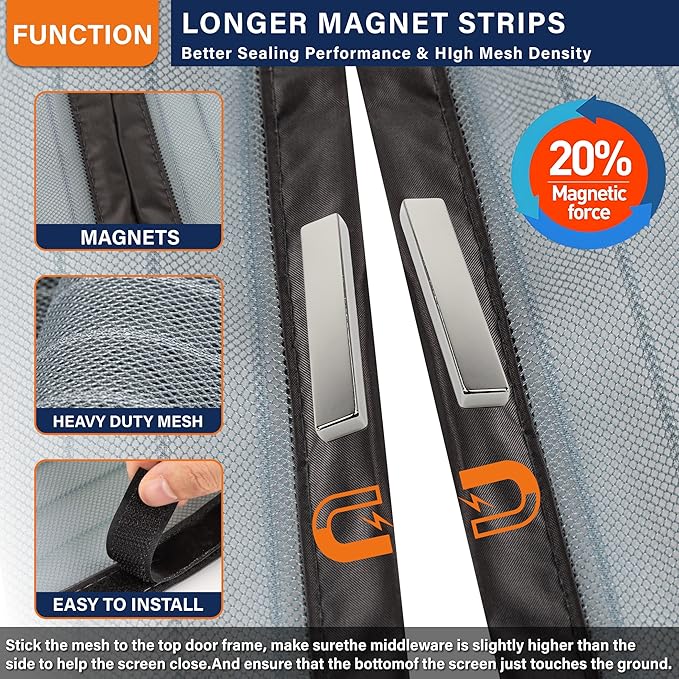Mesh Screen with Magnetic Closure-Keeps Bugs Out Let Breeze in, Heavy Duty - Image 3