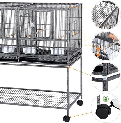Yaheetech Stackable Divided Breeder Breeding Parakeet Bird Cage - Image 4