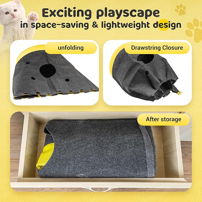 Cat Play Bag Collapsible Cat Activity Center Mat Play Rug Cats Activity - Image 4